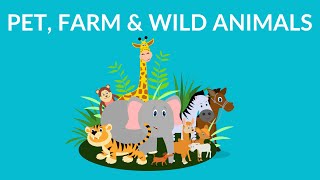 Pet Farm and Wild Animals  Animal Video for Kids [upl. by Brote]