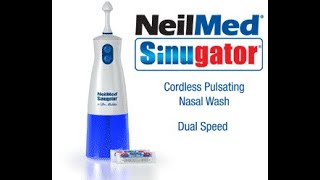 NeilMed Sinugator Black Cordless Pulsating Nasal Irrigator Dual Speed with 30 Premixed Packets [upl. by Ellehsor442]