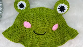 Gorro tipo bucket hat 🍓🐸 tejido a crochet Gorro fresa a crochet  Gorro rana a crochet [upl. by Ardnuahc]