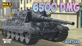 Jagdtiger with 6500 DAMAGE ⭕️ Ace Badge ⭕️ WoT Blitz Gameplay [upl. by Perretta]