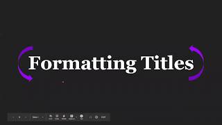 Formatting Titles [upl. by Einnahc401]