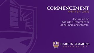 HardinSimmons University Commencement Winter 2016 2pm [upl. by Retsev]