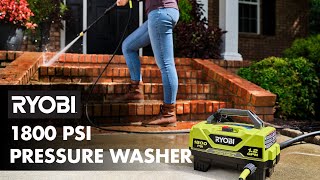 Powerful Portable Cleaning  RYOBI 1800 PSI Electric Pressure Washer [upl. by Htebazie85]