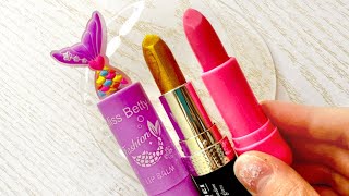 ASMR Lipstick Slime Coloring Slime with Lipsticks Satisfying Slime Videos [upl. by Ahsimik433]