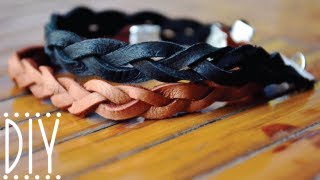 DIY Braided Leather Bracelet [upl. by Ahsitaf]