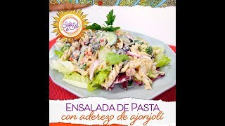 Cocina vegana ensalada de pasta con aderezo de ajonjolí y limón  Sale el Sol [upl. by Chiquita]