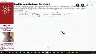 TEMA 17 EQUILIBRIO ÁCIDOBASE  EJERCICIO 3 Reacción hidrazina y HF [upl. by Melisse]