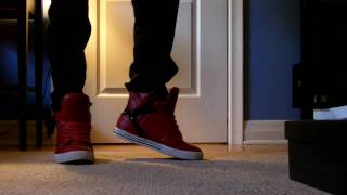 Supra Skytop Black and Red on Foot [upl. by Kermie]