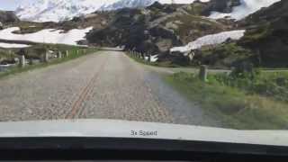 onboard Fahrt Tremola alter Gotthardpass mit Zeitraffer mit Schnee im Juni 2013 [upl. by Yevi652]