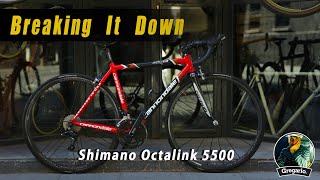 Disassembly of the shimano 105 9 speed octalink crankset and bottom bracket [upl. by Standford]