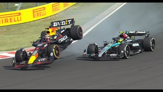 LEWIS HAMILTON AND MAX VERSTAPPEN COLLISION  2024 Hungarian GP [upl. by Naiditch]