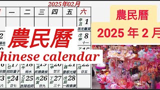 農民曆  2025 年 2 月  Chinese calendar  February 2025  Chinese Calendar 2025  February [upl. by Hguh]