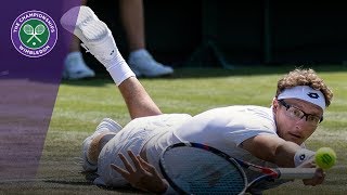 Denis Istomin falls over to return Nick Kyrgios serve  Wimbledon 2018 [upl. by Agon]