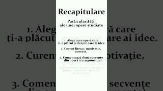 Particularitatile unei opere studiate  bac romana bacalaureat examen română opera [upl. by Schnapp]