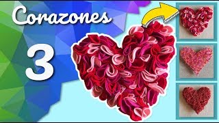 🧶hilo fieltro y Mecate❤️💕3 corazones para decorar 💕14 de febrero [upl. by Petigny869]