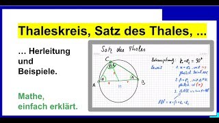 Thaleskreis Satz des Thales Herleitung und Beispiele [upl. by Natty]