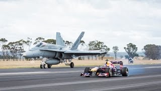 Daniel Ricciardo Drag Races F1 Car vs FA18 Hornet ✈️ [upl. by Kaja772]