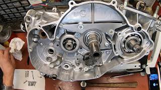 75 Suzuki TS250 engine case and clutch install [upl. by Narot]