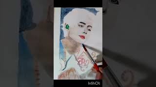 Painting BTSs V StepbyStep Tutorial watercolordrawing a artwork artist [upl. by Tomkins]