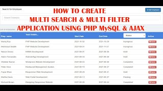 How to develop multifilter and multisearch application using PHP MySQL AJAX and Bootstrap Part1 [upl. by Mahgem811]