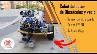 Robot detector de obstáculos y vacío sensor de ultrasonido  Driver L298N [upl. by Augustina]