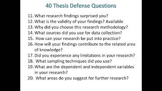 List of Thesis Defense Questions [upl. by Gardia]