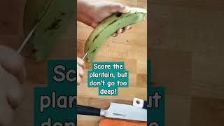 Peeling Green Plantain Made EASY food plantain caribbeanfood [upl. by Arracot]