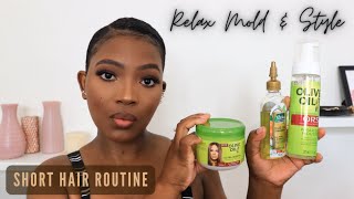 How I Relax Mold And Style My Hair At Home  Short Relaxed Hair Routine  Zuki Williams [upl. by Eimaral]