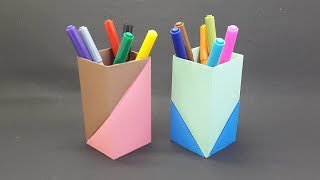 Paper Pen Holder Easy  How To Make Paper Pencil Stand  DIY Handmade Origami Pen Stand [upl. by Robin]