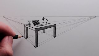 How to Draw a Table using TwoPoint Perspective Narrated [upl. by Eldwin]