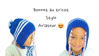 Bonnet enfant au tricot style aviateur de 4 à 5 ans 😍💝 [upl. by Danczyk]