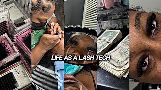 LASH TECH VLOG new lash products full day of lash clients lash content lash tech life [upl. by Erleena]