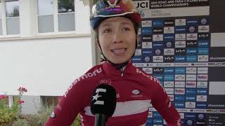 Cecilie Uttrup Ludwig  Interview at the start  World Championships Road Race Zürich 2024 [upl. by Nwahsear]