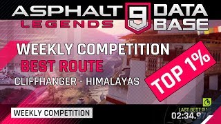 Asphalt 9 Weekly Competition  Cliffhanger Best Route Top 1 [upl. by Warwick]