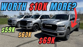 2025 Ram 1500 Big Horn level 1 vs Level 2 vs Laramie worth 10k more Full trim comparison review [upl. by Humbert]