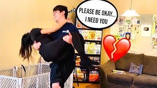 PASSING OUT INTO MY BOYFRIEND ARMS PRANK CUTE REACTION [upl. by Adebayo]