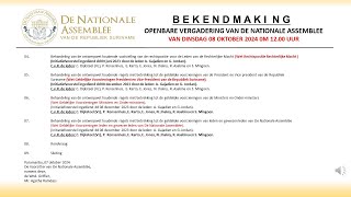 08 OKTOBER 2024  OPENBARE VERGADERING VAN DE NATIONALE ASSEMBLEE [upl. by Thant]