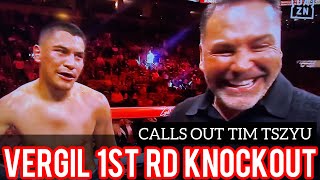 KNOCKOUT Vergil Ortiz 1st Round KO Victory Iver Dulorme Calls Out Tim Tszyu [upl. by Rosenberger597]