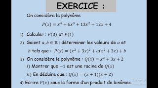 PolynômesRacine dun polynômeDivision euclidienneExercice TCSBIOF Tronc commun science [upl. by Usanis]