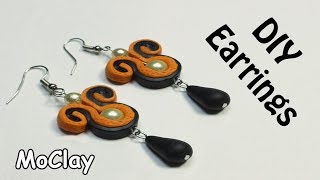 DIY Easy Soutache Earrings  Polymer clay tutorial [upl. by Annawoj544]