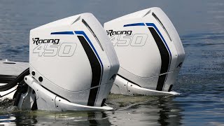 Forest River Marine  Trifecta Twin Mercury 450R Pontoon with 900 Horsepower [upl. by Norri]