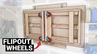 Building my 150 foldable wall mounted workbench table on wheels  Downloadable DIY plans [upl. by Sams]