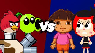 MUGEN Battle  Angry Birds TankPeashooter vs HanazukiDora the Explorer [upl. by Tod]