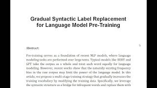 Gradual Syntactic Label Replacement for Language Model Pre Training [upl. by Manbahs]