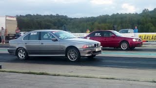 Audi S4 Quattro 22t 20v vs BMW 540i E39 44TT 2xHX35 14 mile drag race [upl. by Lupee]