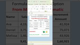 Formulas Calculation Option in Excel  Manual amp Automatic  ExcelandPowerBI  shorts exceltips [upl. by Halak]