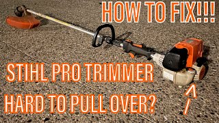 Stihl Pro trimmer REALLY hard to pull when starting howto fix Stihl 4mix valve adjustment [upl. by Grinnell]