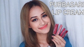 PURBASARI HIMATTE LIP CREAM SWATCH DAN REVIEW  Nadya Aqilla [upl. by Aliuqehs]