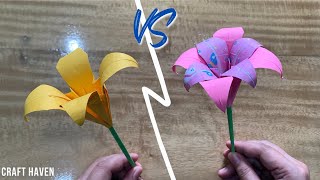 Origami Lily Flower Step by Step Easy Tutorial for Beginners Lily  How To Make Paper Lily [upl. by Kcoj247]