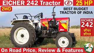 Eicher 242 Tractor  25HP 2WD  On Road Price Review amp Specification  By Kisan Khabri [upl. by Aicirpac]